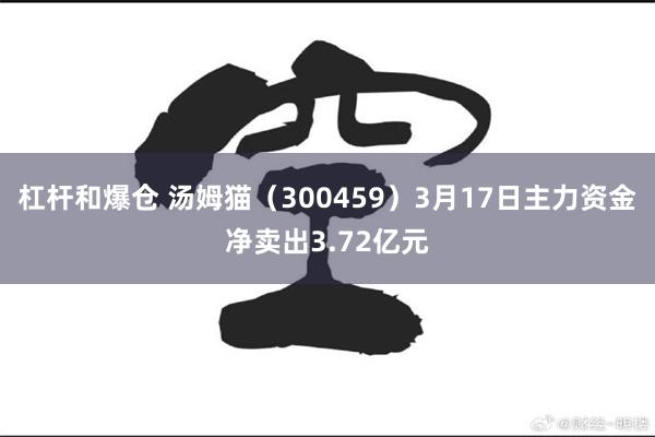 杠杆和爆仓 汤姆猫（300459）3月17日主力资金净卖出3.72亿元