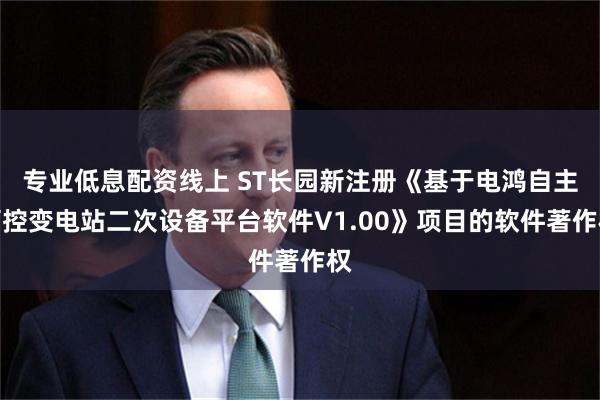 专业低息配资线上 ST长园新注册《基于电鸿自主可控变电站二次设备平台软件V1.00》项目的软件著作权