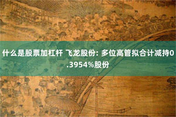 什么是股票加杠杆 飞龙股份: 多位高管拟合计减持0.3954%股份